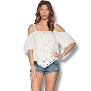 Free People Dahlia Ethereal Dainty Embroidered Crochet Lace Top Medium Bohemian
